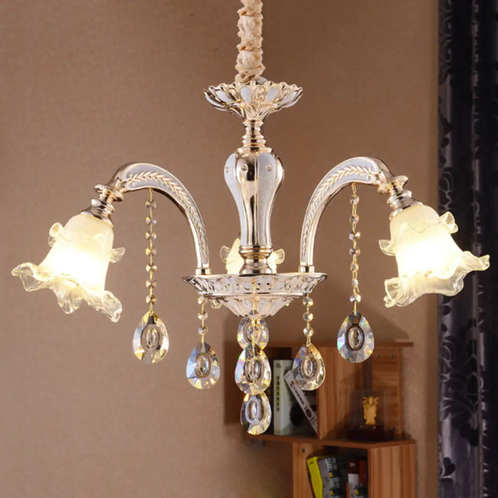 Ruffled Clear Glass Chandelier In Gold - 2-Layer 3/6 Lights Perfect For Dining Table 3 /