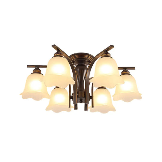 Rural Black/Gold Cylinder Ceiling Light With Crystal Accents For Dining Room 6 / Black White