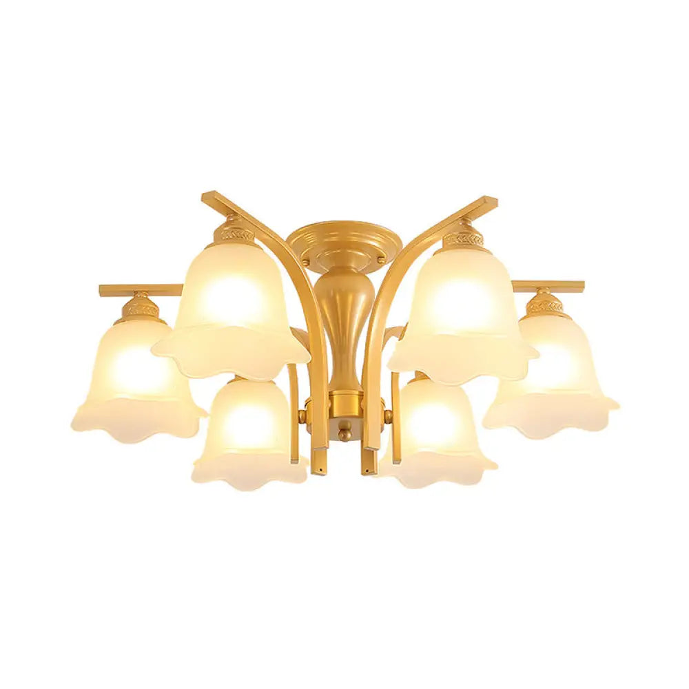 Rural Black/Gold Cylinder Ceiling Light With Crystal Accents For Dining Room 6 / Gold White