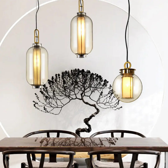 Rural Cognac Glass Led Pendant Lamp For Restaurant 8.5/10.5 Wide / 8.5