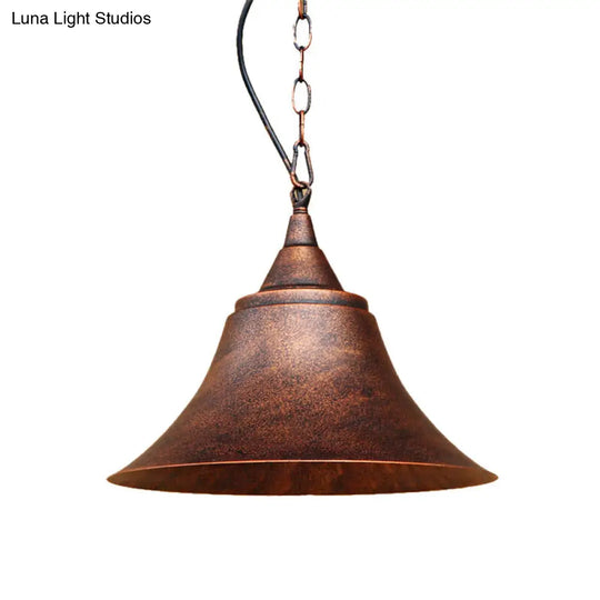 Wrought Iron Rustic Bell Pendant Light With Farmhouse Chic Style For Restaurants And Homes