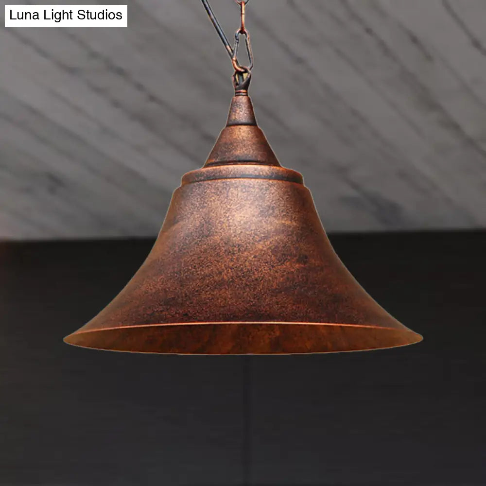 Wrought Iron Rustic Bell Pendant Light With Farmhouse Chic Style For Restaurants And Homes Rust
