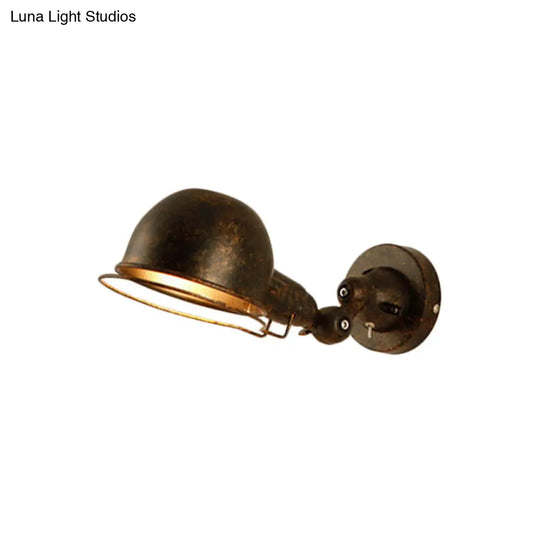 Rust/White Dome Wall Lamp Sconce - Retro Style Adjustable Lighting For Dining Room