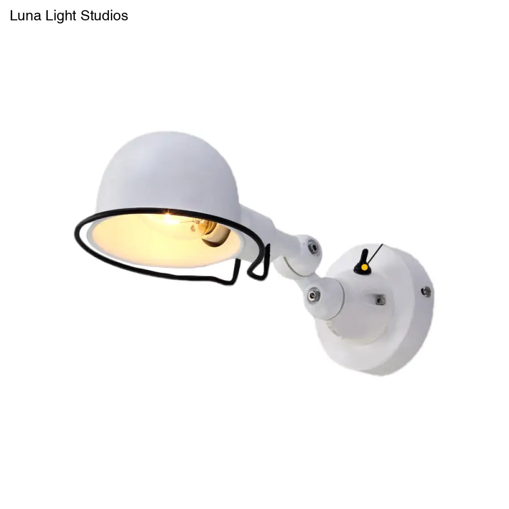 Rust/White Dome Wall Lamp Sconce - Retro Style Adjustable Lighting For Dining Room