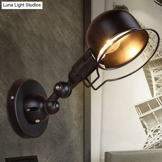 Rust/White Dome Wall Lamp Sconce - Retro Style Adjustable Lighting For Dining Room