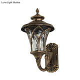 Rustic 1-Head Water Glass Wall Sconce In Black/Bronze For Courtyard Lighting