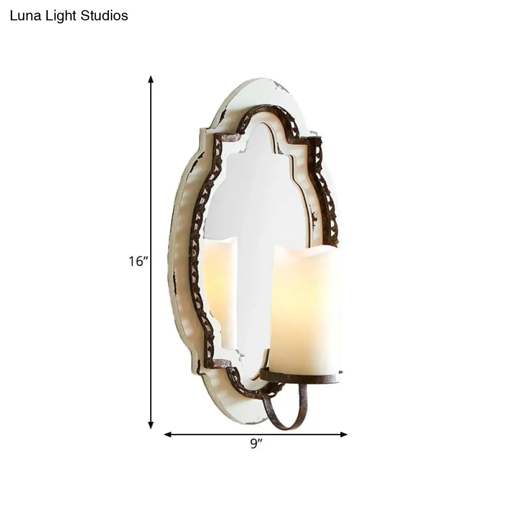 Rustic 1-Light Black/Blue Vanity Sconce: Clear Cylinder Wall Lighting For Bathroom