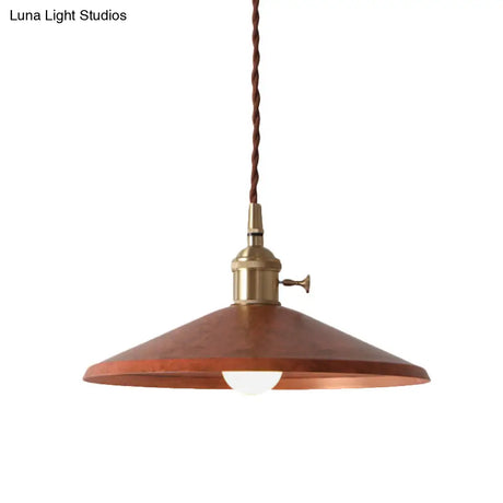 Rustic 1-Light Hanging Pendant Lamp In Blue/Red/Silver For Dining Room - Saucer Shade Iron Design