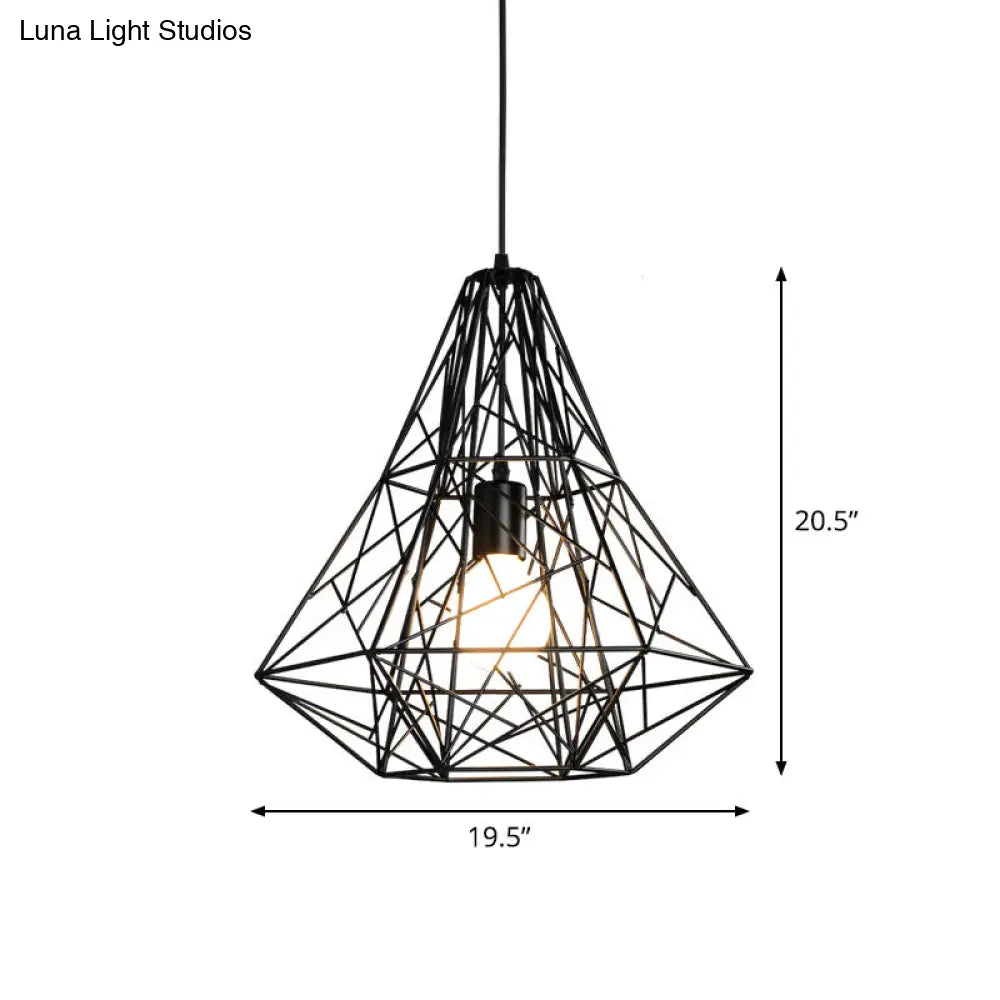 Rustic Iron Ceiling Hanging Lamp - Cone/Oval/Globe Shape With 1 Light Black | Dining Room Lighting