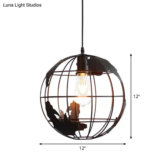 Rustic Iron Ceiling Hanging Lamp - Cone/Oval/Globe Shape With 1 Light Black | Dining Room Lighting