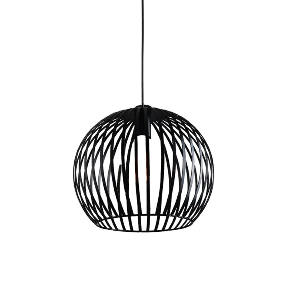 Rustic 1-Light Iron Ceiling Pendant Lamp In Black - Cone/Oval/Globe Suspended Lighting For Dining