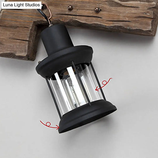 Rustic 1-Light Wooden Shiplap Wall Lamp: Brown Country Restaurant Mount Light