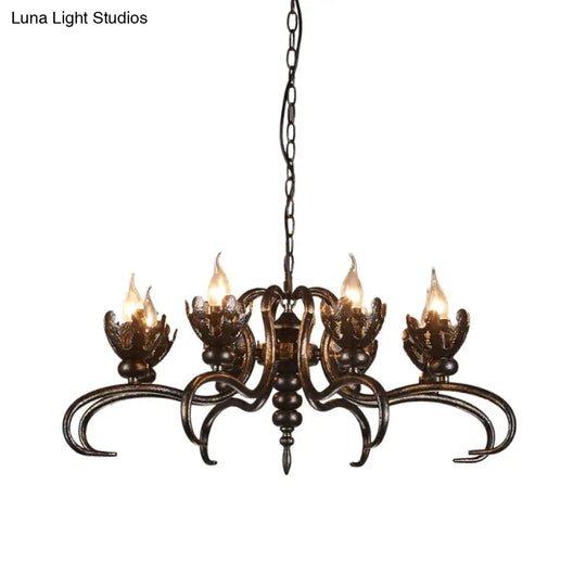 Rustic Antique Candle Chandelier – Stylish Twist Arm Pendant Light For Farmhouse Décor