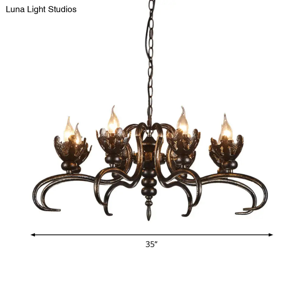 Rustic Antique Candle Chandelier – Stylish Twist Arm Pendant Light For Farmhouse Décor