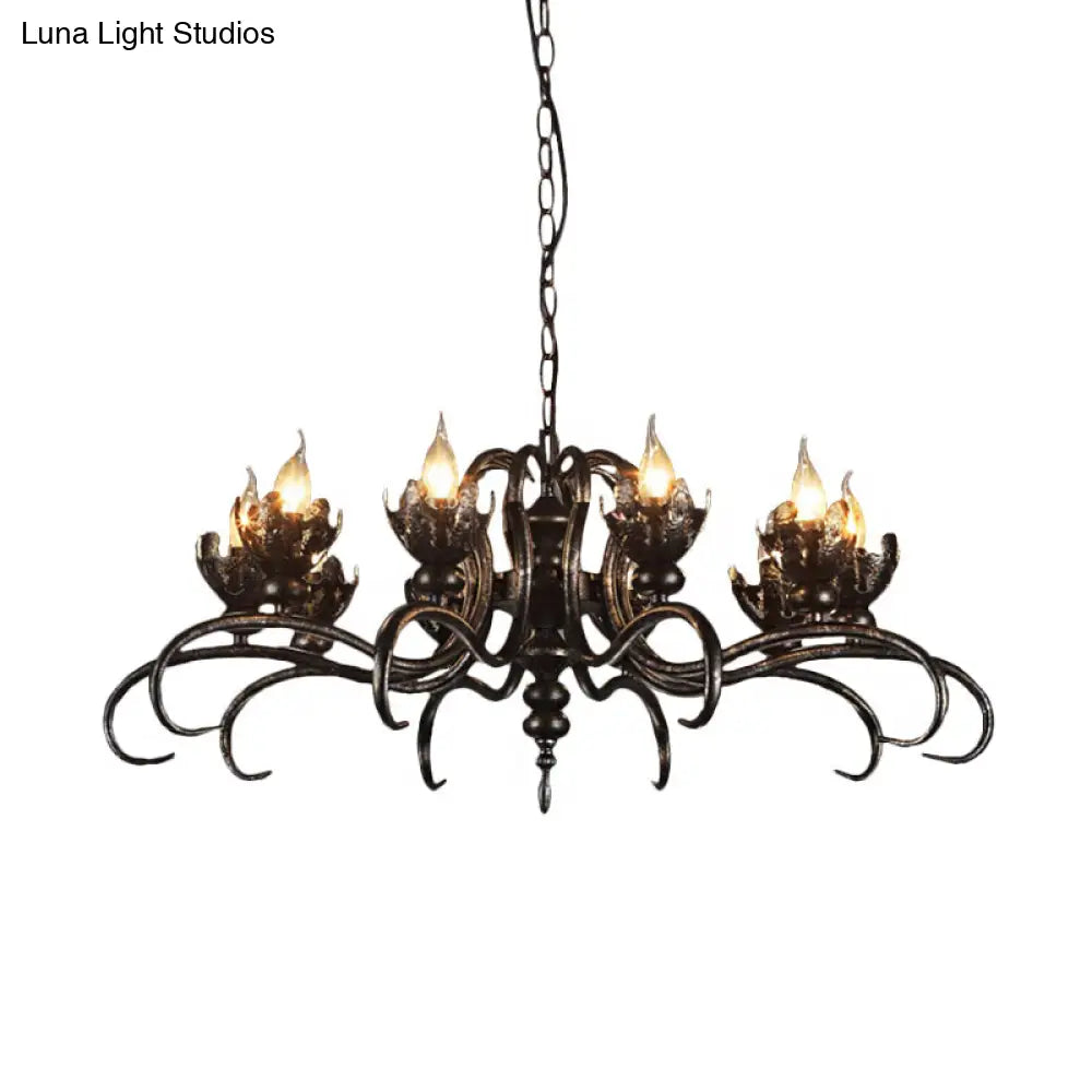 Rustic Antique Candle Chandelier: Stylish Twist Arm Pendant Light For Farmhouse