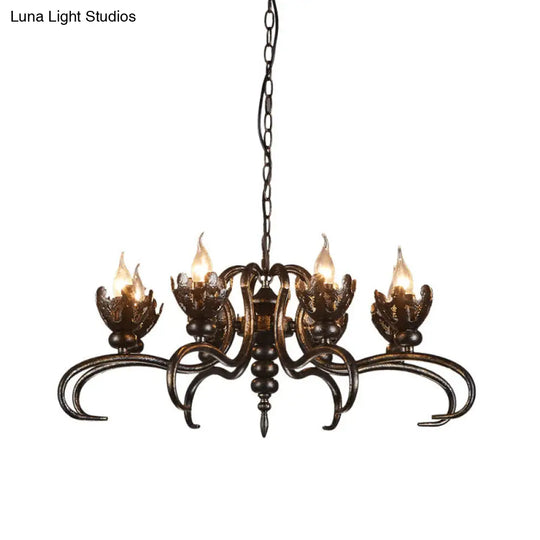 Rustic Antique Candle Chandelier: Stylish Twist Arm Pendant Light For Farmhouse