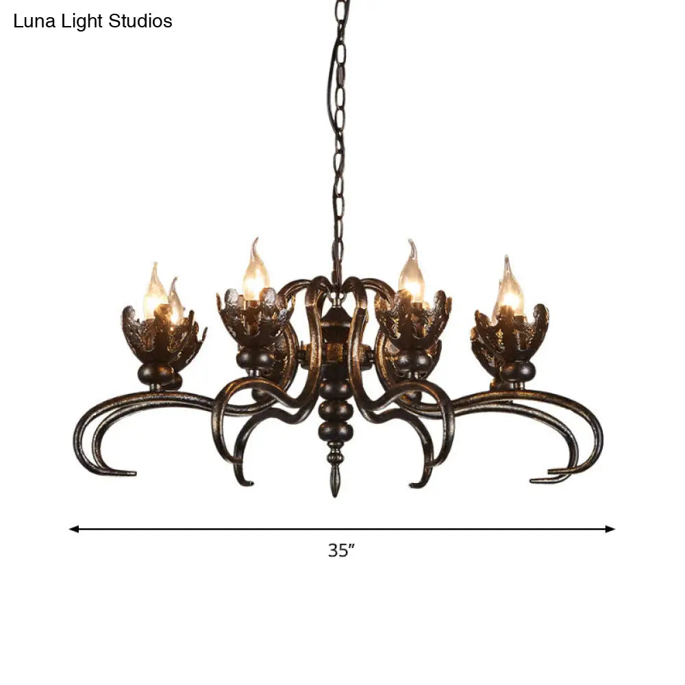 Rustic Antique Candle Chandelier: Stylish Twist Arm Pendant Light For Farmhouse