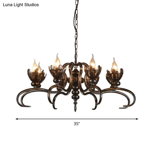 Rustic Antique Candle Chandelier: Stylish Twist Arm Pendant Light For Farmhouse