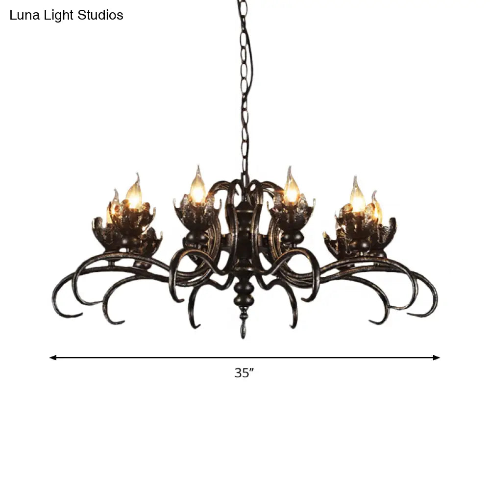 Rustic Antique Candle Chandelier – Stylish Twist Arm Pendant Light For Farmhouse Décor