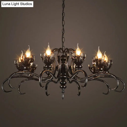 Rustic Antique Candle Chandelier – Stylish Twist Arm Pendant Light For Farmhouse Décor