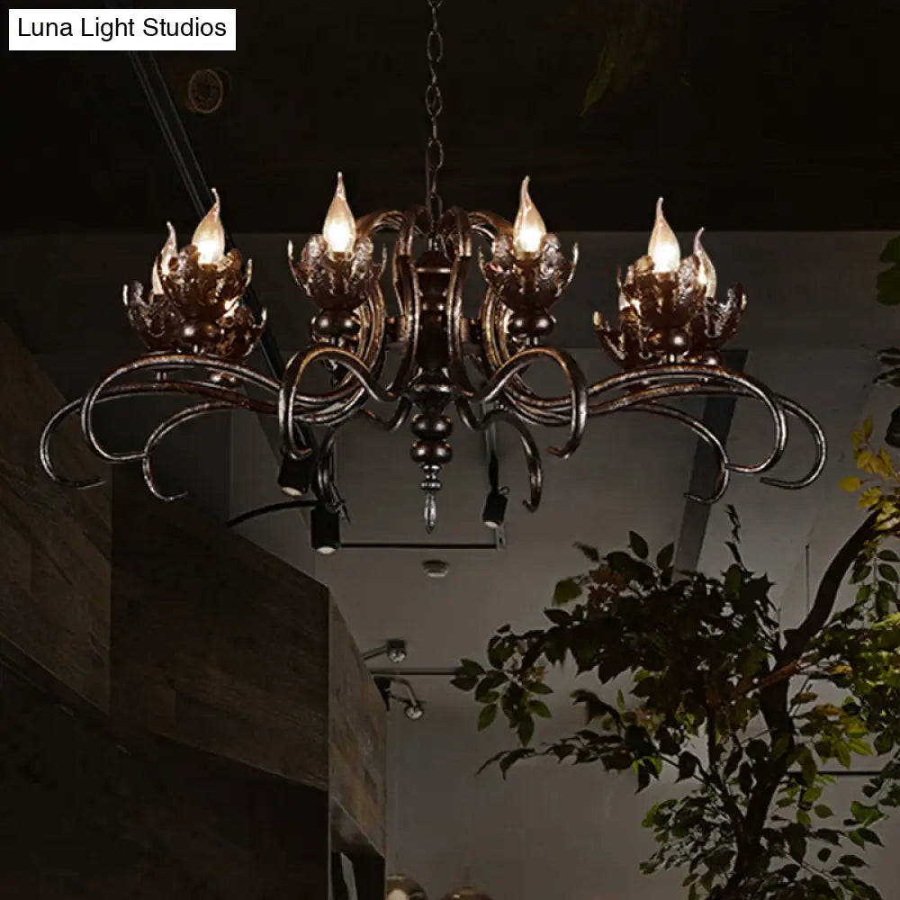 Rustic Antique Candle Chandelier – Stylish Twist Arm Pendant Light For Farmhouse Décor