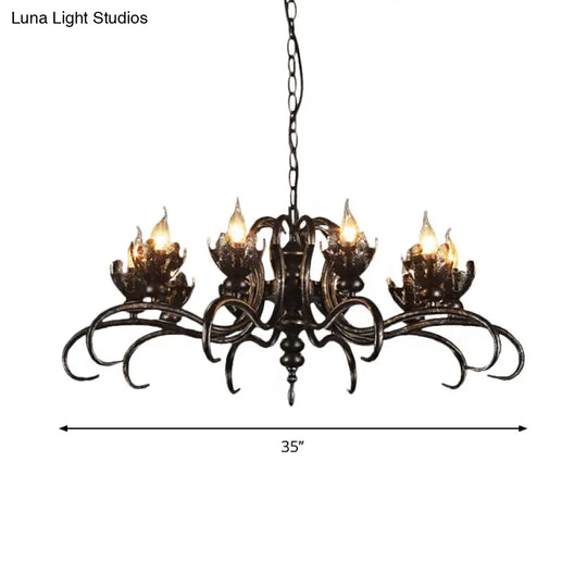 Rustic Antique Candle Chandelier: Stylish Twist Arm Pendant Light For Farmhouse