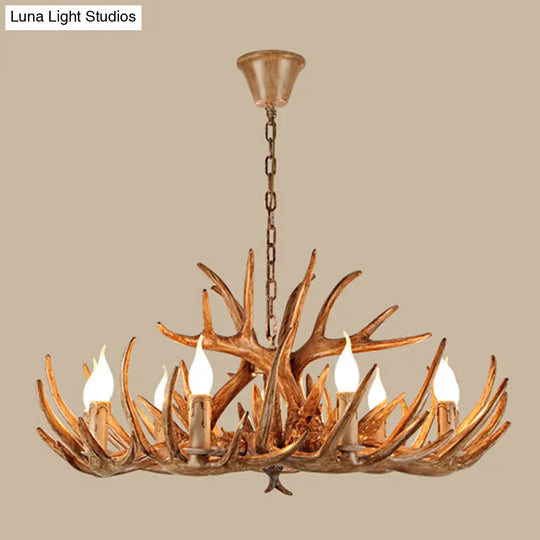 Rustic Antler Shape Resin Chandelier Pendant Light Fixture - Brown’