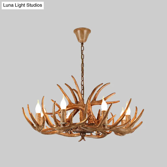 Rustic Antler Shape Resin Chandelier Pendant Light Fixture - Brown’