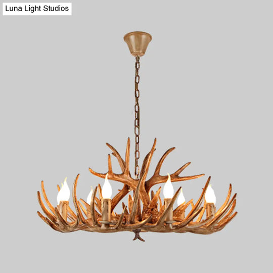 Rustic Antler Shape Resin Chandelier Pendant Light Fixture - Brown’