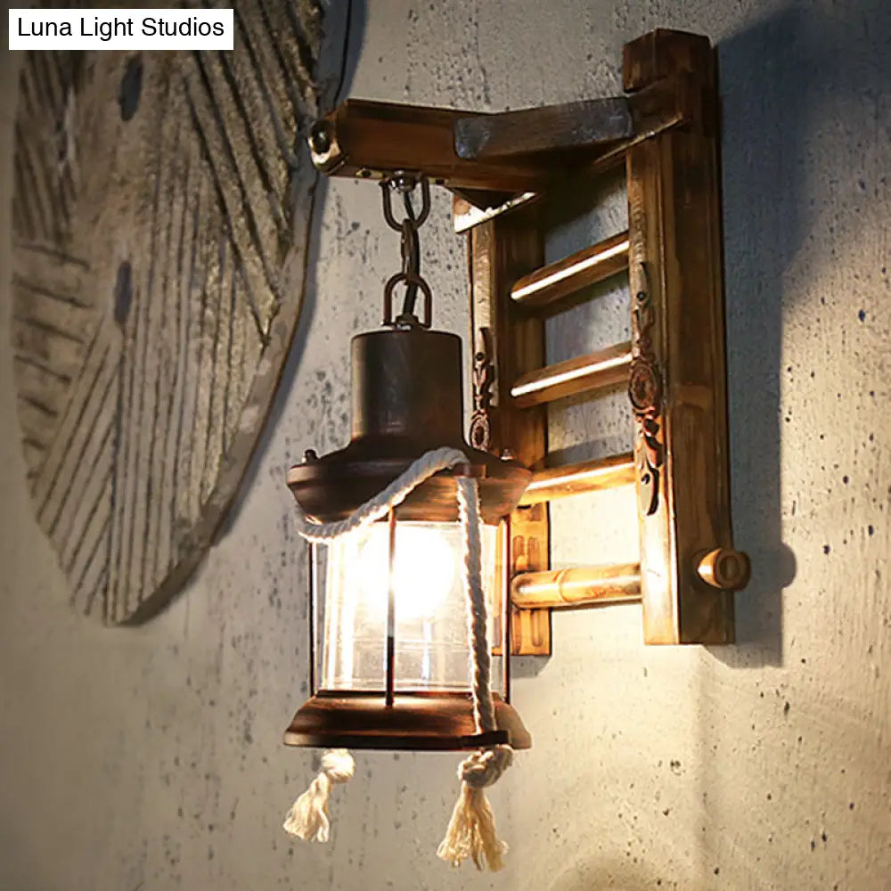 Rustic Bamboo Wall Sconce For Attic Tearoom - Retro Hanging Board Design