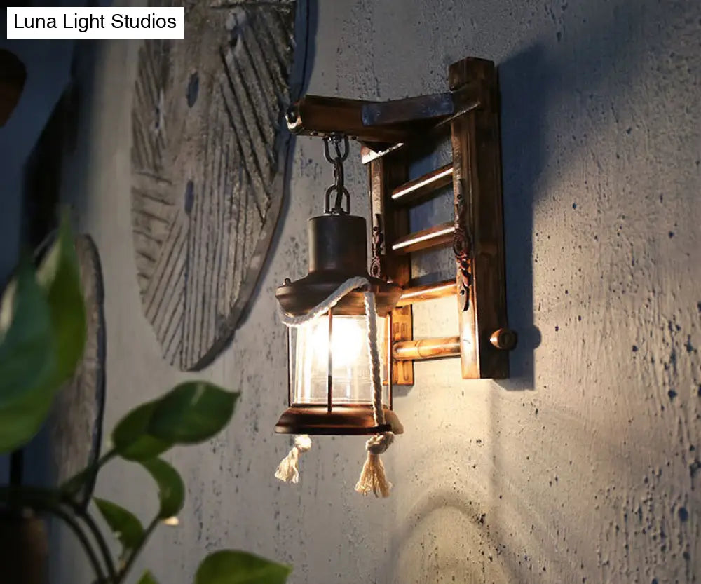 Rustic Bamboo Wall Sconce For Attic Tearoom - Retro Hanging Board Design