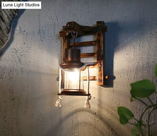 Rustic Bamboo Wall Sconce For Attic Tearoom - Retro Hanging Board Design