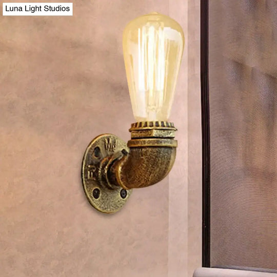 Rustic Bare Bulb Wall Sconce Lighting: Stylish Metal 1 Head Black/Bronze - Perfect For Living Room