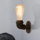 Rustic Bare Bulb Wall Sconce Lighting: Stylish Metal 1 Head Black/Bronze - Perfect For Living Room