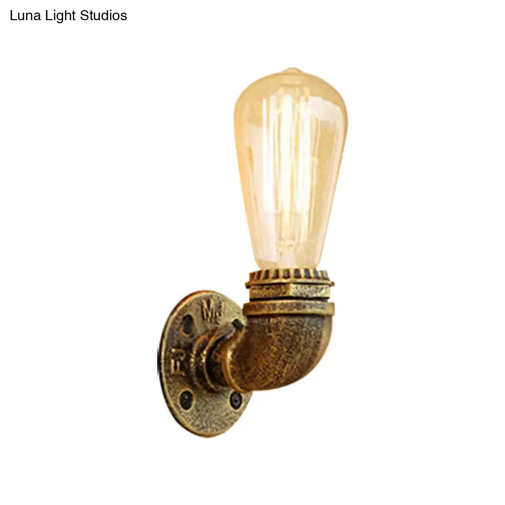 Rustic Bare Bulb Wall Sconce Lighting: Stylish Metal 1 Head Black/Bronze - Perfect For Living Room