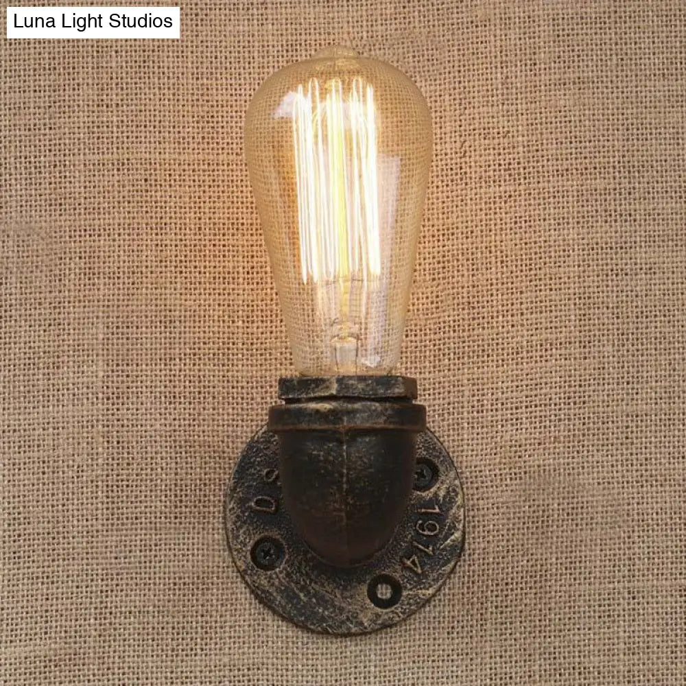 Rustic Bare Bulb Wall Sconce Lighting: Stylish Metal 1 Head Black/Bronze - Perfect For Living Room