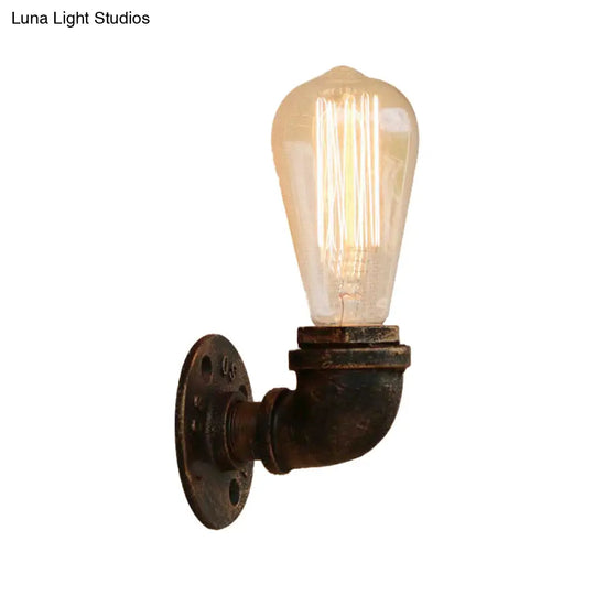 Rustic Bare Bulb Wall Sconce Lighting: Stylish Metal 1 Head Black/Bronze - Perfect For Living Room