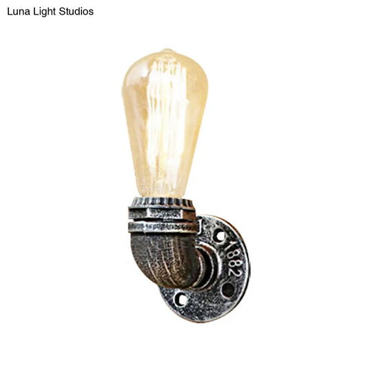 Rustic Bare Bulb Wall Sconce Lighting: Stylish Metal 1 Head Black/Bronze - Perfect For Living Room