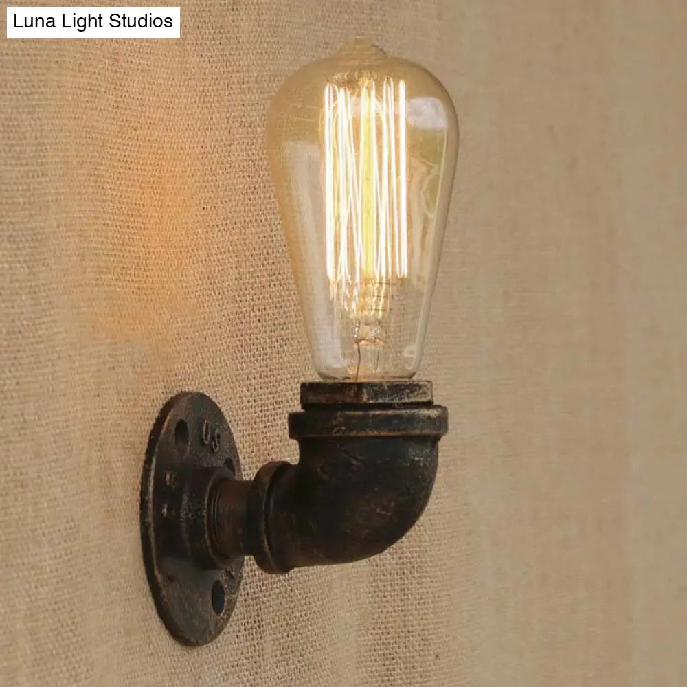 Rustic Bare Bulb Wall Sconce Lighting: Stylish Metal 1 Head Black/Bronze - Perfect For Living Room