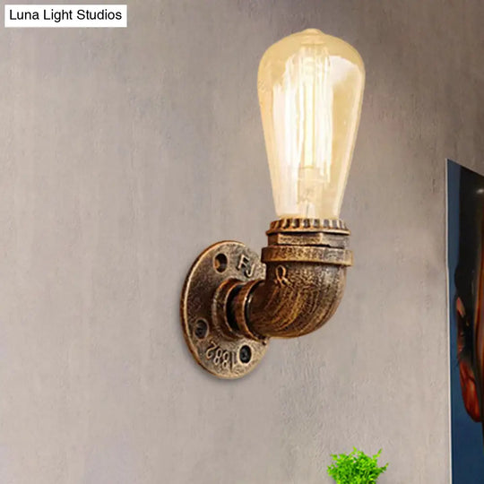 Rustic Bare Bulb Wall Sconce Lighting: Stylish Metal 1 Head Black/Bronze - Perfect For Living Room