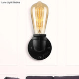 Rustic Bare Bulb Wall Sconce Lighting: Stylish Metal 1 Head Black/Bronze - Perfect For Living Room