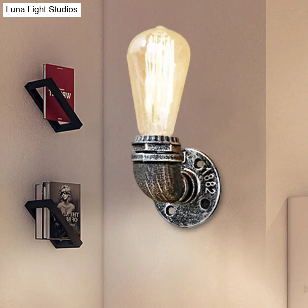 Rustic Bare Bulb Wall Sconce Lighting: Stylish Metal 1 Head Black/Bronze - Perfect For Living Room