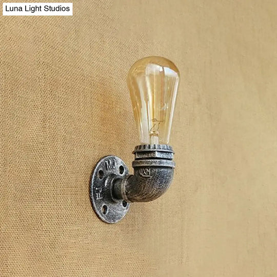 Rustic Bare Bulb Wall Sconce Lighting: Stylish Metal 1 Head Black/Bronze - Perfect For Living Room