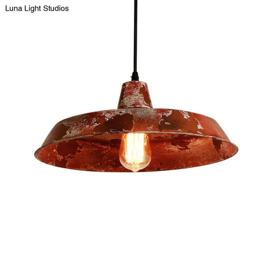 Rustic Barn Pendant Light: Farmhouse Style 1 Bulb Wrought Iron Hanging Lamp For Restaurants