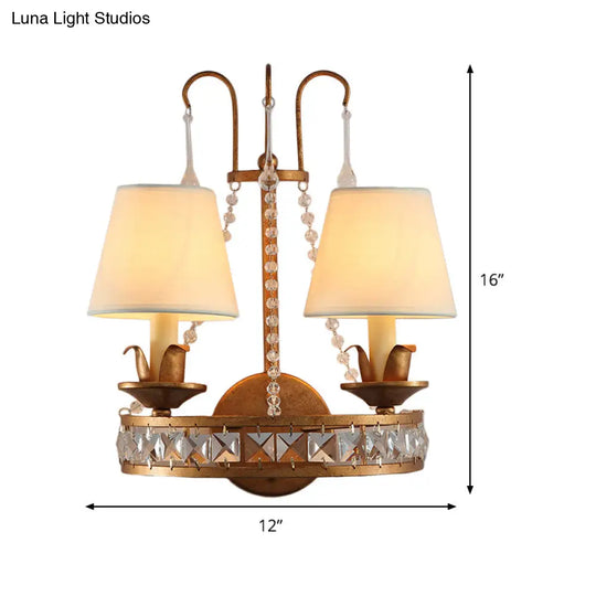 Rustic Barrel Sconce Lamp - Antique Brass Wall Mounted Light For Bedroom