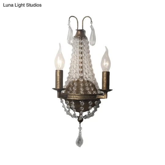 Rustic Beaded Wall Mounted Lighting - 2/3 Light Metallic Sconce Fixture For Bedroom Sizes: 8/10/12 W