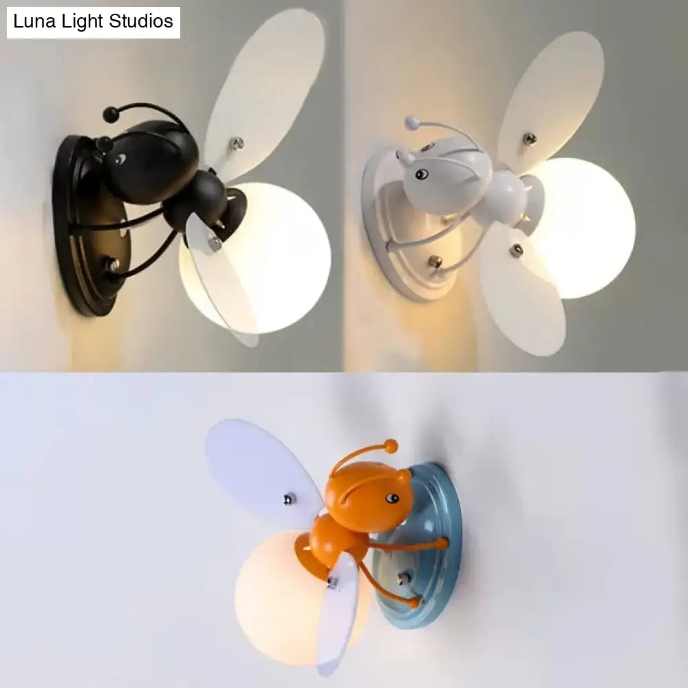 Rustic Bee Sconce Light - Single Bulb Metal Wall Lamp For Kindergarten Child Bedroom