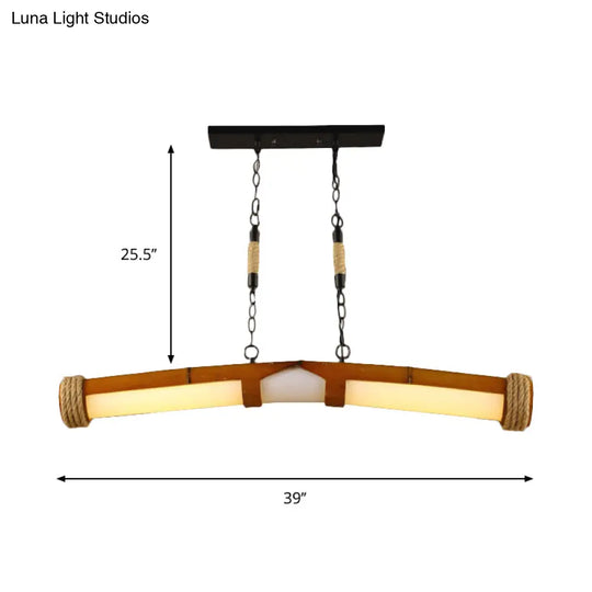 Rustic Beige Chandelier: Stylish Tube-Shaped Wooden Hanging Light For Stair & Bathroom