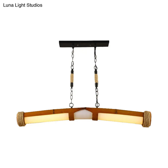 Rustic Beige Chandelier: Stylish Tube-Shaped Wooden Hanging Light For Stair & Bathroom