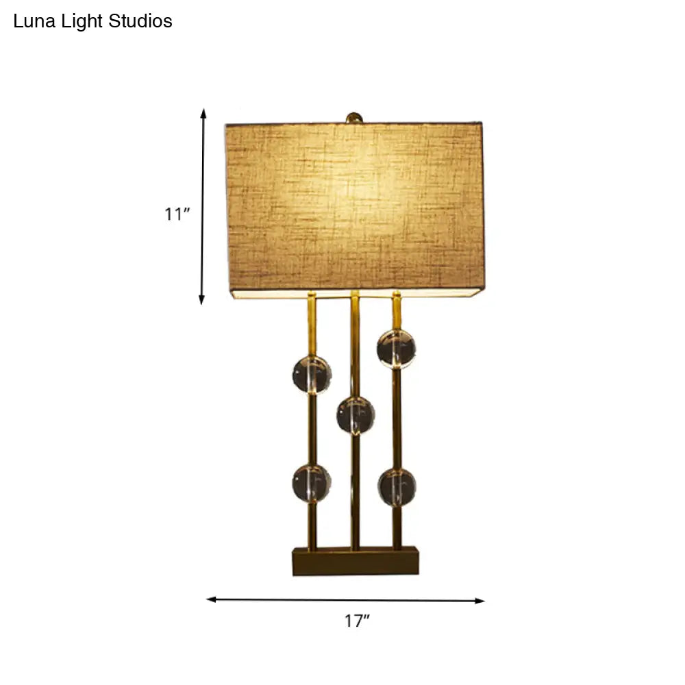 Rustic Beige Fabric Table Lamp With Crystal Deco - Perfect Bedroom Night Light